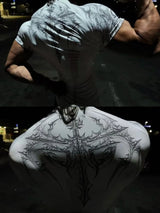 Noxwear - GYM T-shirt Men's Dark Gothic Print Muscle Tee  High Elasticity And Quick Drying Exercise For Bodybuilding Training 2025 Summer