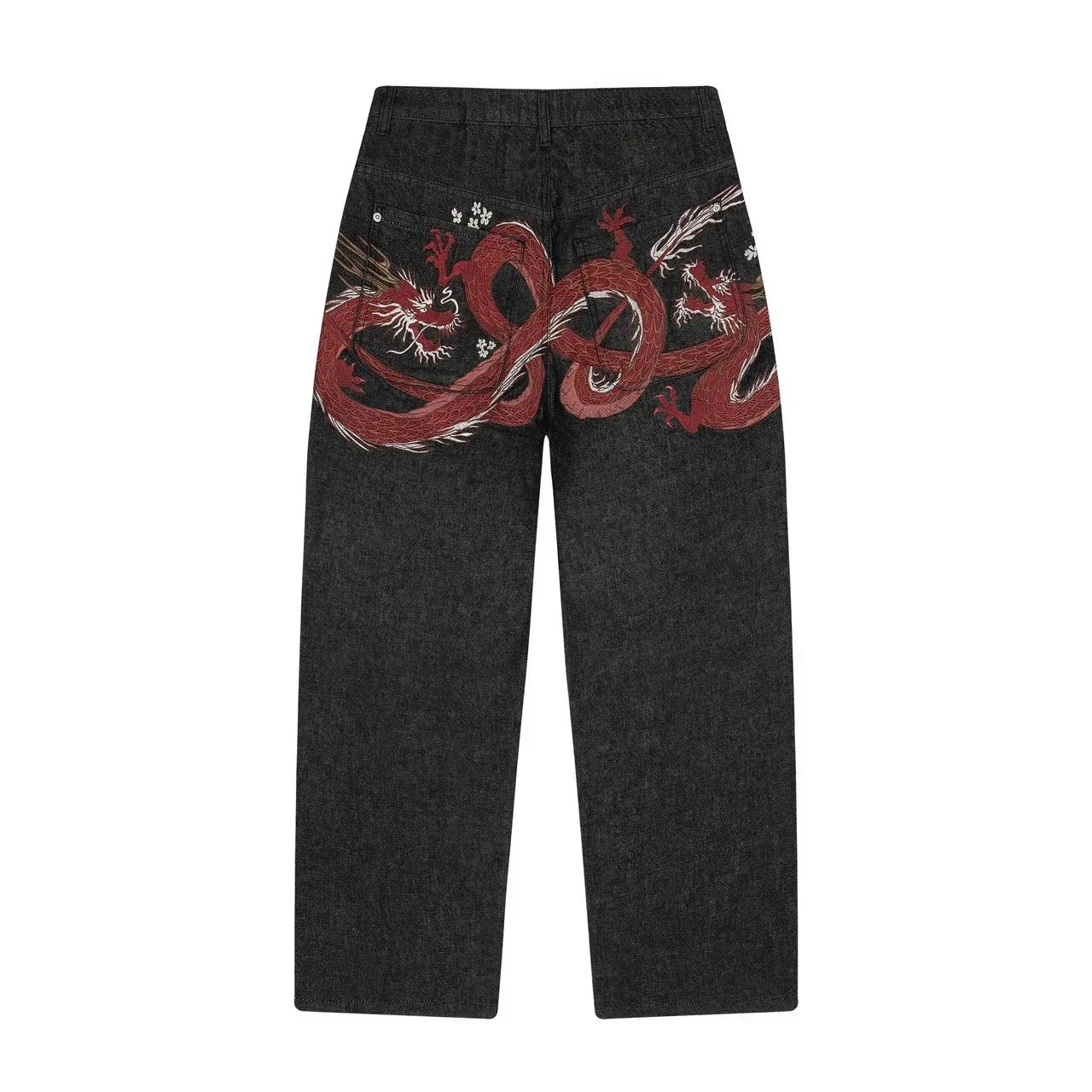 Noxwear - Y2K Baggy jeans Cherry Blossom Selvedge Embroidery Denim Pants men women denim fabric American Hiphop Streetwear Wide Leg Jeans