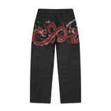 Noxwear - Y2K Baggy jeans Cherry Blossom Selvedge Embroidery Denim Pants men women denim fabric American Hiphop Streetwear Wide Leg Jeans