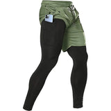 Noxwear - Men's Sport Pants 2 in1 Training Athletic Tracksuits Sportswear Workout Male Jogging Trousers Gym Fitness Running Pants Men