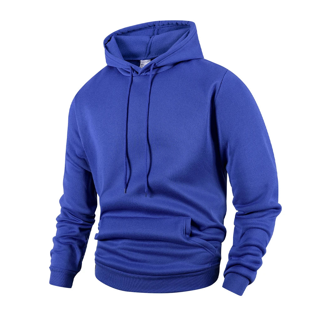 Noxwear - Men's Casual Thicken Hoodies Autumn Winter Long Sleeve Pullover Fashion Loose Solid Color Sweatshirt Spring Warm Outdoor Hoody
