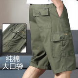 Noxwear - Mens Cargo Shorts Knee Pants Zipper Pocket Summer Cotton Shorts Climbing Jogger Elastic Waist Sports Wear