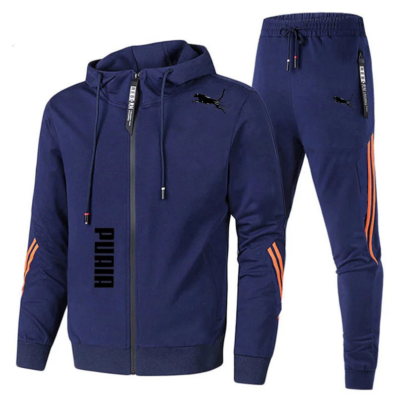 Noxwear-Men's Spring Autumn Tracksuit Set Long Sleeve Hoodie And Joggers 2-Piece Fitness Running Sportswear Casual Clothing