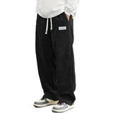 Noxwear - New Mens Corduroy Casual Pants Fashion Loose Fit Baggy Pants Straight Sweatpants Elastic Waist Drawstring Outdoor Streetwear