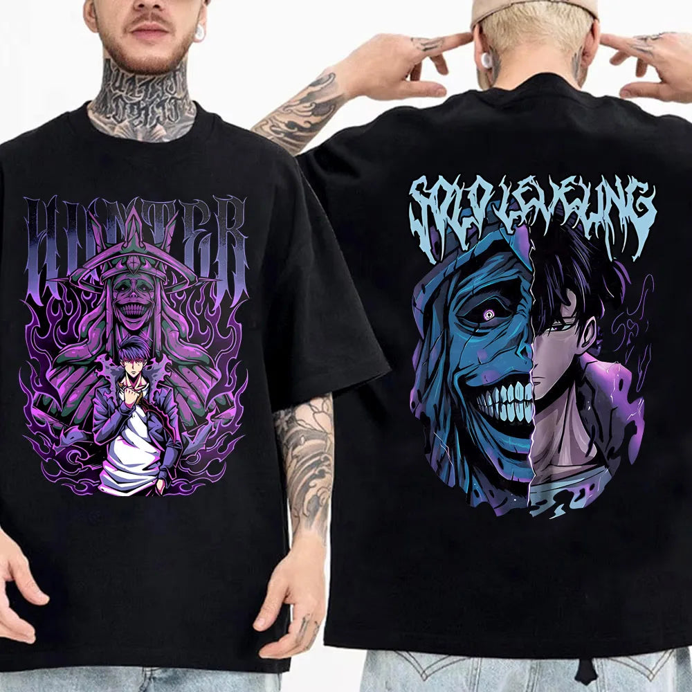 Noxwear - Men's Song Jinyu Cartoon Pattern T-shirt Harajuku Short Sleeved High-quality Cotton T-shirt Japanese Anime Solo Flat T-shirt