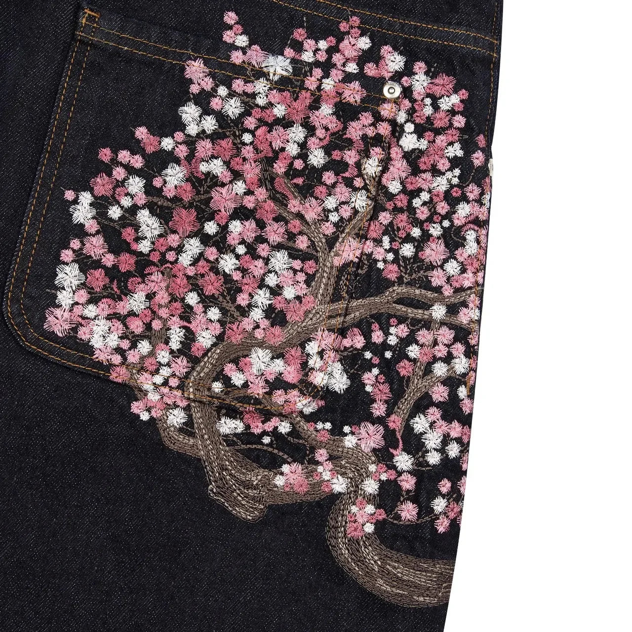 Noxwear - Y2K Baggy jeans Cherry Blossom Selvedge Embroidery Denim Pants men women denim fabric American Hiphop Streetwear Wide Leg Jeans
