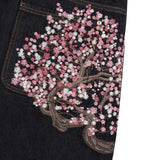 Noxwear - Y2K Baggy jeans Cherry Blossom Selvedge Embroidery Denim Pants men women denim fabric American Hiphop Streetwear Wide Leg Jeans