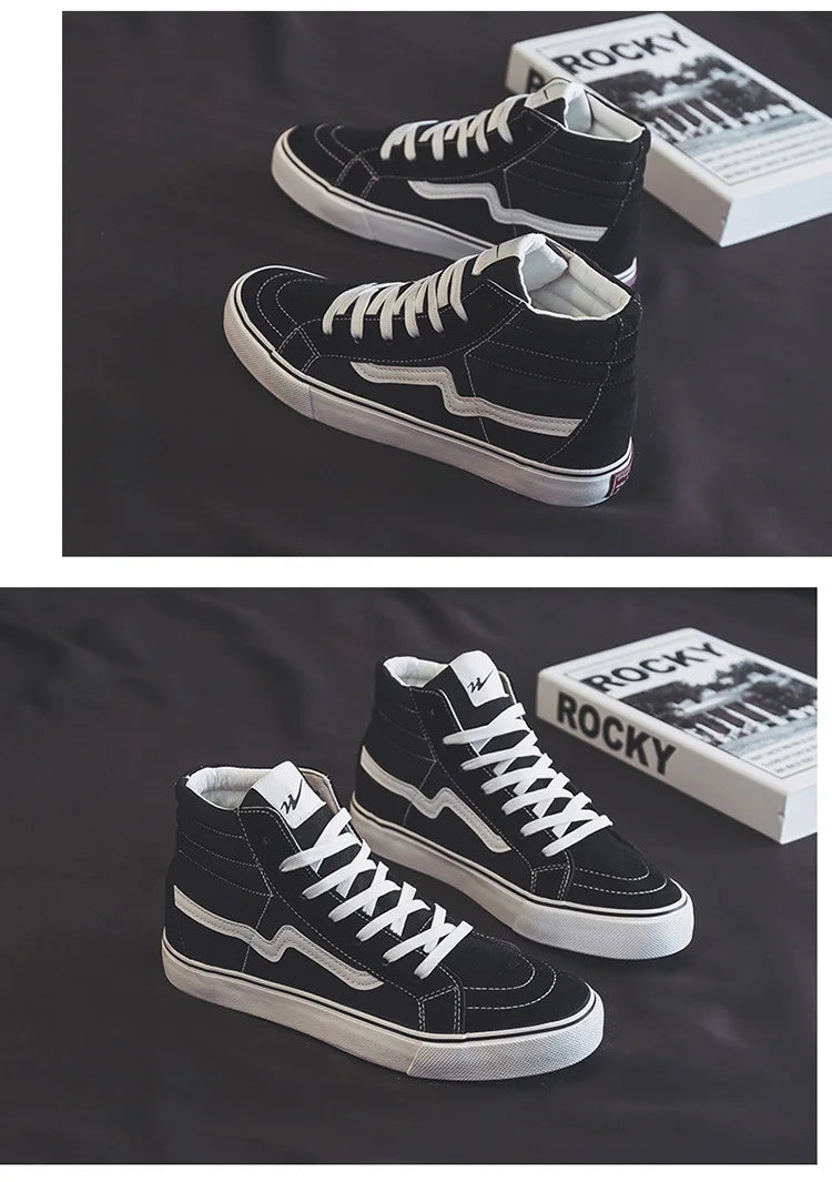 Noxwear - Spring New Shoes for Men Women Canvas Casual Shoes High Tops Flat Skateboard Vulcanized Shoes Lovers Cool Lace-up Sneaker
