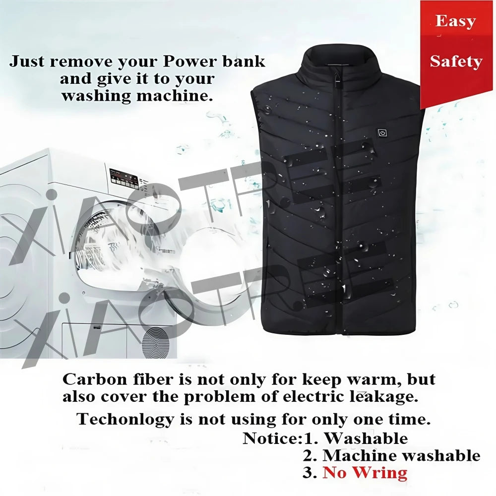 Noxwear - 28/9 Areas Heated Vest Men Jacket Heated Winter Womens Electric Usb Heater Camping Jacket Man Thermal Vest Body Warmer Coat 6XL