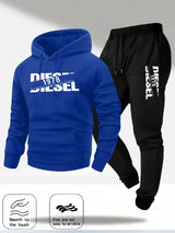 Noxwear-Men Fashion Print Tracksuit Hooded Sweatshirt+Sweatpants Set Autumn winter Casual Fitness Jogging Sports Two-Piece Unisex Outfit