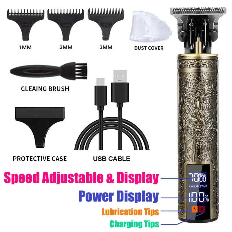 Noxwear - Vintage Hair Clipper Cordless Trimmer portable USB Fast Charging Hair Cutting Machine Electric Shaver Barber Professional Barber