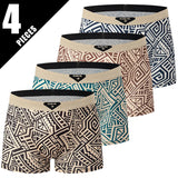 Noxwear - 4/10piece Men's European And American Size Printed Fashionable Underwear Comfortable Plus Size Boxer Shorts Casual Sports Shorts