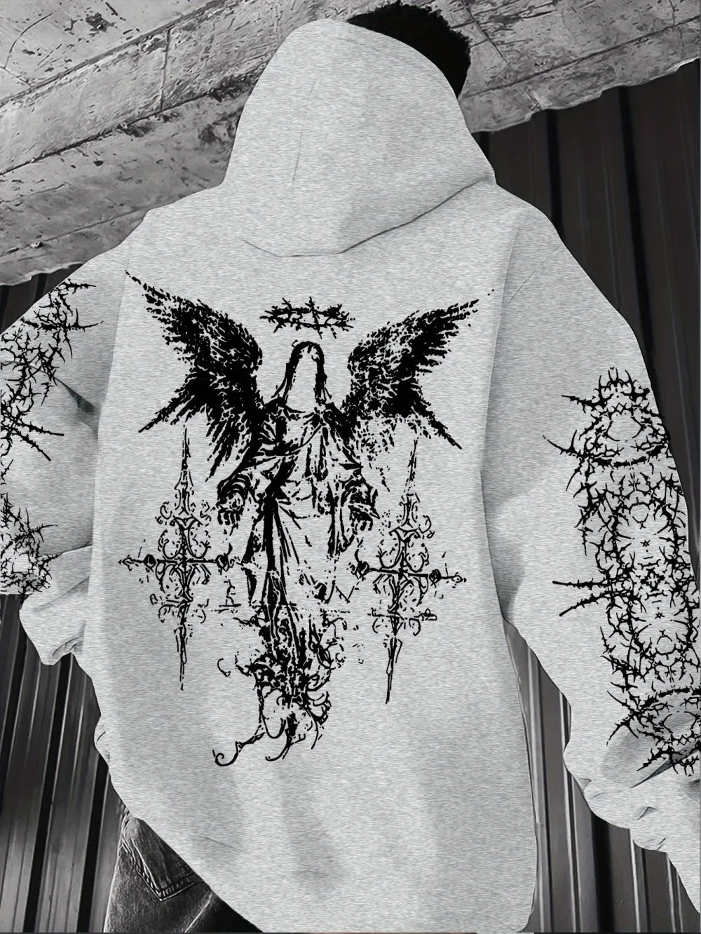 Noxwear - European and American men's autumn fashion personality angel print comfortable hooded sweatshirt outdoor street style top