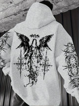 Noxwear - European and American men's autumn fashion personality angel print comfortable hooded sweatshirt outdoor street style top