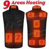Noxwear - 28/9 Areas Heated Vest Men Jacket Heated Winter Womens Electric Usb Heater Camping Jacket Man Thermal Vest Body Warmer Coat 6XL