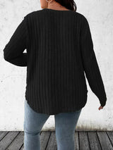 Noxwear - Plus Size 1XL-5XL  Women's Casual Fashion V Neck Long Sleeve T-Shirt  LadiesWomen's Plus Size Solid Ribbed T-Shirt Clothing