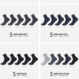 Noxwear - 5 Pairs Bamboo Fiber Men's Socks Classic Business Crew Socks Spring Autumn Casual Comfortable Breathable Compression Bamboo Sox