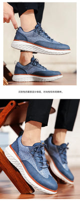 Noxwear - New Shoes for Men Leather Casual Shoes Fashion Breathable Brogues Sport Shoes Street Cool Chunky Sneakers