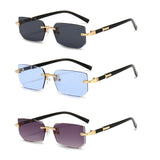 Noxwear - Rimless Sunglasses Rectangle Fashion Popular Women Men Shades Small Square Sun Glasses For Female Male Summer Traveling Oculos