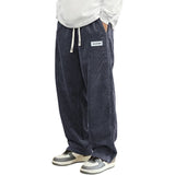 Noxwear - New Mens Corduroy Casual Pants Fashion Loose Fit Baggy Pants Straight Sweatpants Elastic Waist Drawstring Outdoor Streetwear