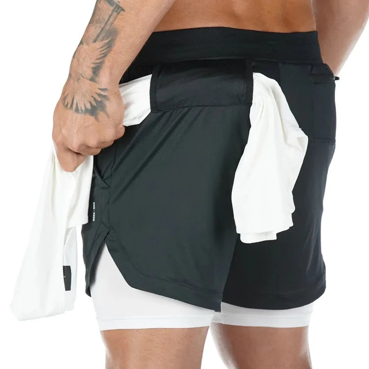 Noxwear - Camo Running Shorts Men Gym Sports Shorts 2 In 1 Quick Dry Workout Training Gym Fitness Jogging Short Pants Summer Men Shorts