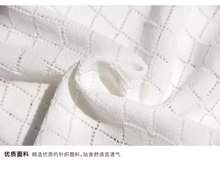 Noxwear - Men's Ice Silk Hollow V-neck T-shirt Top Summer Cool Thin Style Chicken Heart Short Sleeves Knitted Top