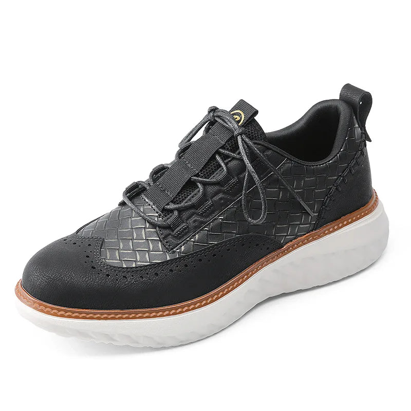 Noxwear - New Shoes for Men Leather Casual Shoes Fashion Breathable Brogues Sport Shoes Street Cool Chunky Sneakers