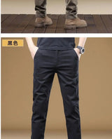 Noxwear - 2025 Summer Thin Cotton Men's Casual Pants Trendy Versatile Elastic Light Business Trousers Work Formal Slim Straight Pants