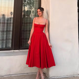 Noxwear Suninheart Spaghetti Strap Summer Party Dresses 2025 New Arrivals Fit and Flare Elegant Midi Dress Red Night Date Dress