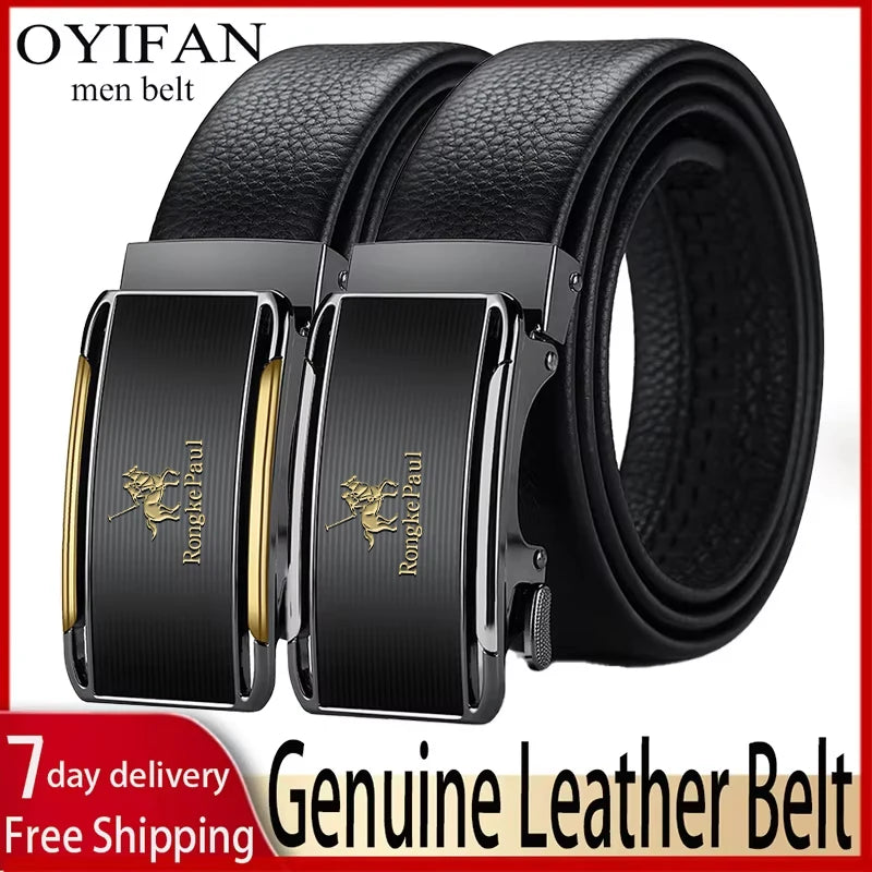 Noxwear - OYIFAN Men Belt Genuine Leather Belt for men Automatic belts Adjustable waistband Business belts 허리띠