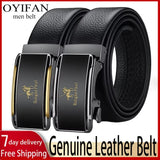 Noxwear - OYIFAN Men Belt Genuine Leather Belt for men Automatic belts Adjustable waistband Business belts 허리띠