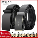 Noxwear - OYIFAN Men Belt Genuine Leather Belt for men Automatic belts Adjustable waistband Business belts 허리띠