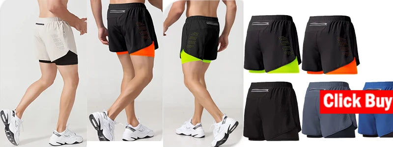 Noxwear - Men's Sport Pants 2 in1 Training Athletic Tracksuits Sportswear Workout Male Jogging Trousers Gym Fitness Running Pants Men