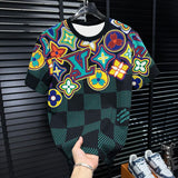 Noxwear - New Style Men's Casual Trendy Fashion Short-Sleeved T-Shirt Classic Round-neck T-Shirt Colorful Print Letters Summer Shirt