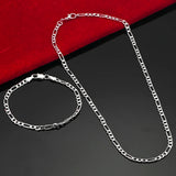 Noxwear - Noble new arrive 925 sterling silver 4MM chain for men Women Bracelet Necklace jewelry set lady Christma gifts charms wedding