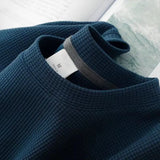 Noxwear - Waffle Short Sleeved T-shirt for Men and Women Summer Japanese Round Neck Half Sleeved Top Loose Casual Solid Color T-shirt