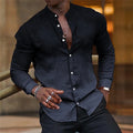 Noxwear - 2024 New Gray Shirt  Casual Hawaiian Shirt  Collar Long Sleeve  Sleeve Shirt Fashion Trend Tops Club Party Beach Street Shirt