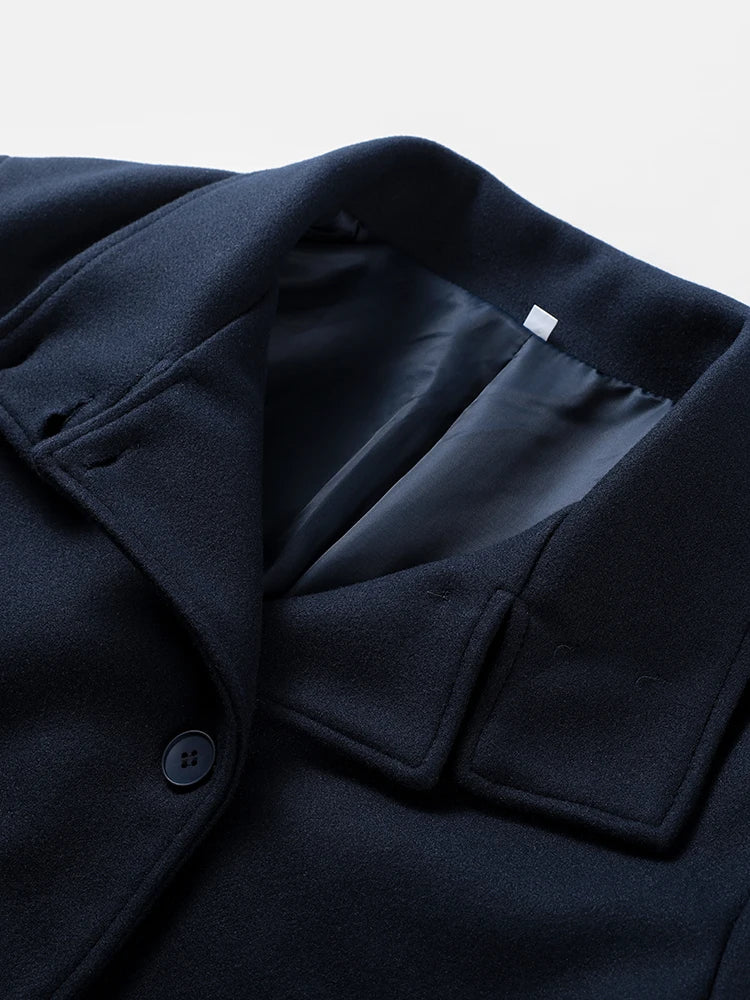 Noxwear Stand Collar Women Winter Woolen Coats 2025 Autumn Single Breasted Loose Female Long Sleeve Jacket Office Lady Street Short Coat