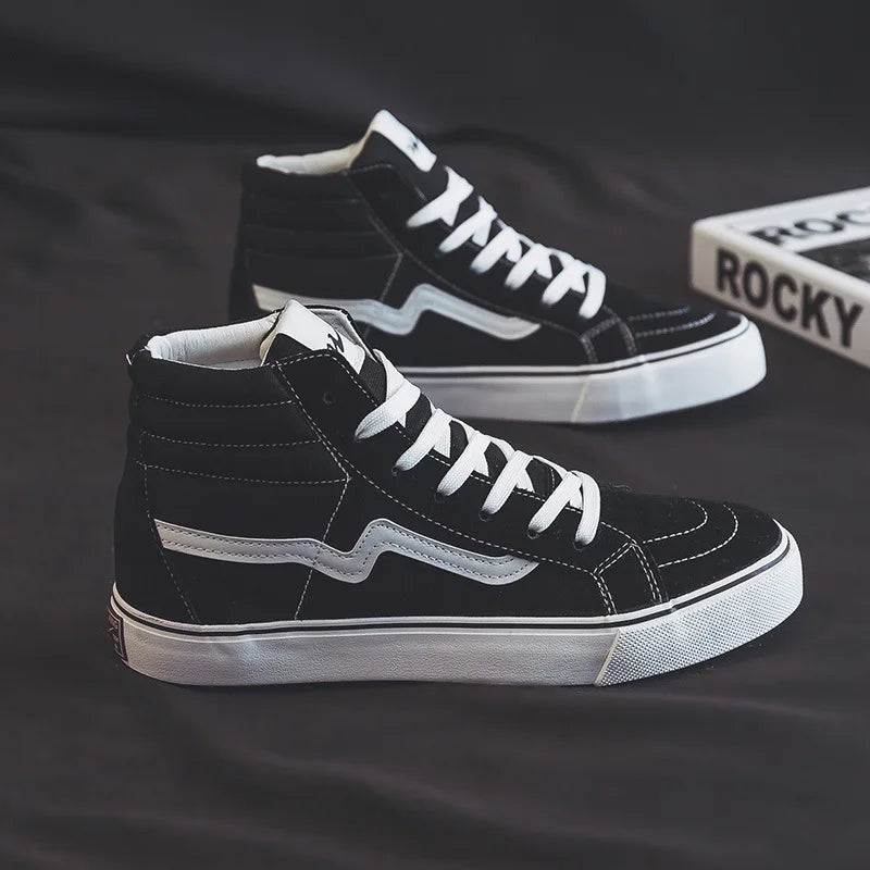 Noxwear - Spring New Shoes for Men Women Canvas Casual Shoes High Tops Flat Skateboard Vulcanized Shoes Lovers Cool Lace-up Sneaker