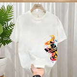 Noxwear - Summer New Casual Men's and Women's Printed Short-sleeved Cotton T-shirt Loose and Versatile Fashion Half-sleeved Casual Wear