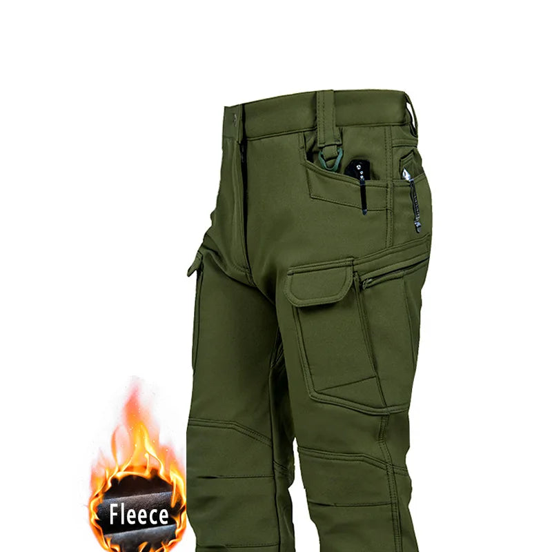 Noxwear - Men's Winter Pants Water Resistant Fleece Lined Snowboard Ski Softshell Tactical Pants with Multi-Pockets Outdoor Work Pants