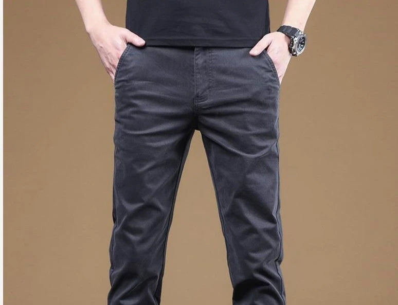 Noxwear - 2025 Summer Thin Cotton Men's Casual Pants Trendy Versatile Elastic Light Business Trousers Work Formal Slim Straight Pants