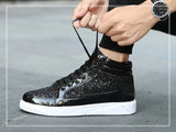 Noxwear - Men's Boots Nightclubs Fashiona Sequins With Diamonds Gold Leather Boots Trendy High Top Sports Casual Shoes Large Size 38-48