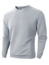 Noxwear - Autumn Men's Crew Neck Pullover Solid Color Casual Jacquard Check Sweatshirt Long Sleeve Warm Slim Sweaters Knitted Streetwear