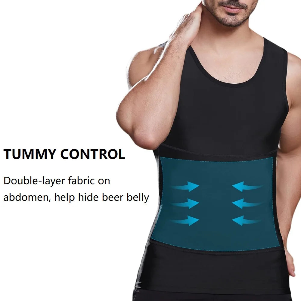 Noxwear - Men's Compression Shirts Tank Tops Undershirts Mens Slimming Body Shaper Vest Sleeveless Abdomen Slim Vest Fitness Workout