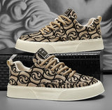 Noxwear - Men's Graffiti Prints Canvas Sneakers 2024 Spring Autumn Breathable Fashion Vulcanize Shoes Outdoor Lace Up Men Casual Shoes