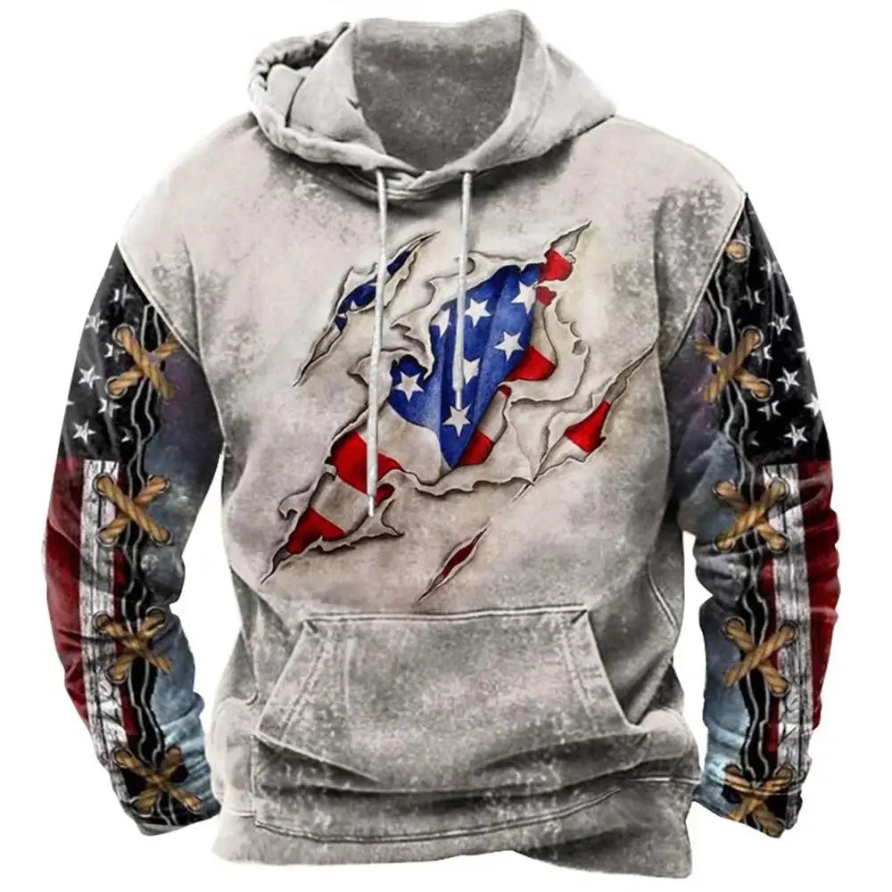 Noxwear - Fashion US Flag Print Hoodies For Men Hip Hop Trend Harajuku Vintage Clothes Spring and Autumn New in Sweatshirts Oversized Tops