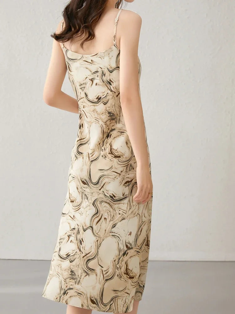Noxwear SENTUBILA Midi Print Slip Dresses Women 2026 Spring Summer Korean Fashion Sundress Elegant Lady Slim Camisole Dress 121L40493