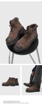 Noxwear - Handmade Men Boots Ankle Winter Leather Shoes Autumn Outdoor Hiking Boots Sneakers Hombres Botas High Top Footwear Anti Slip