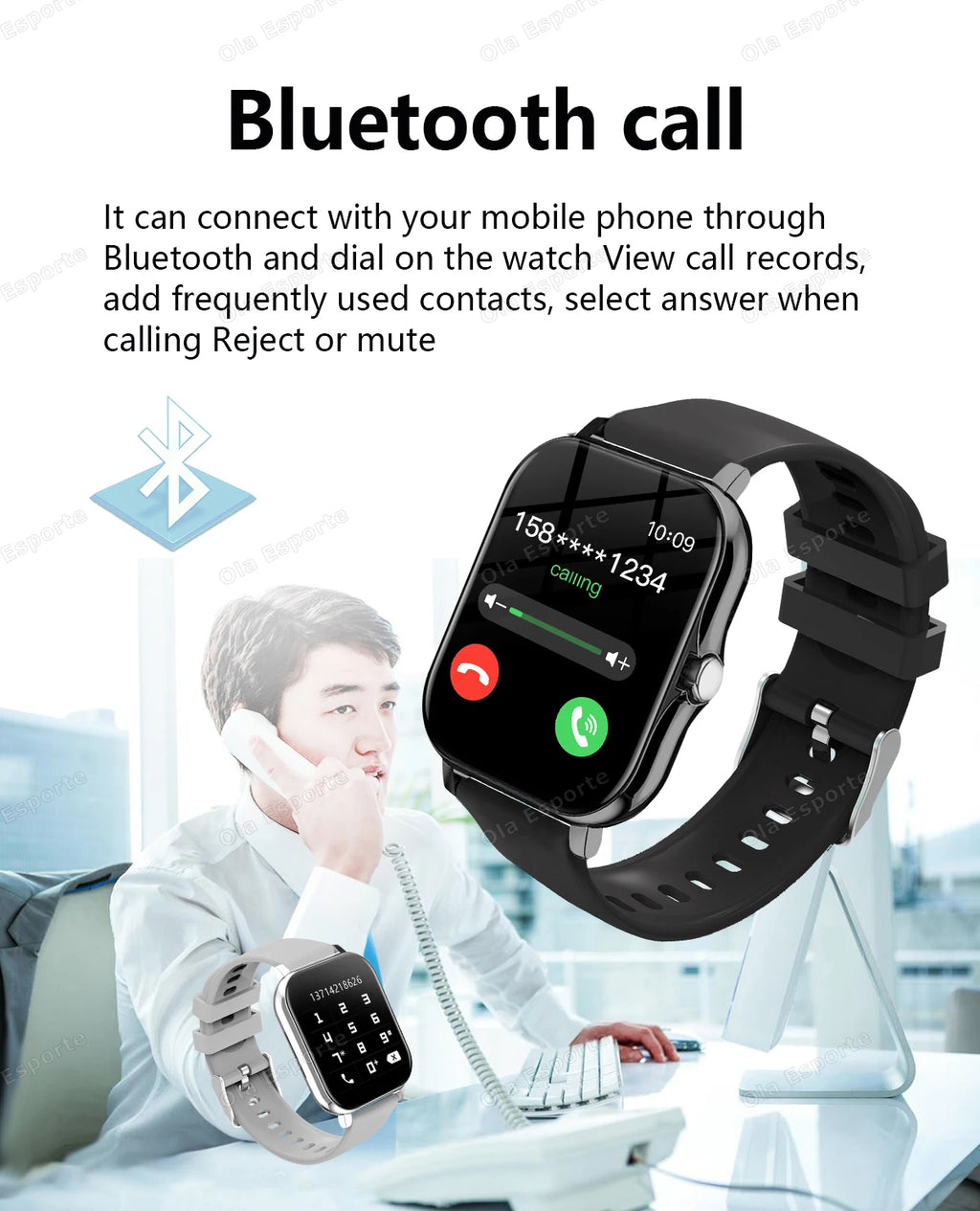 Noxwear - New Smart Watch 2.01 Inch HD Display Answer Make Call Message Preview Sport Modes smartwatch DIY Dial Weather Forecast Men Women